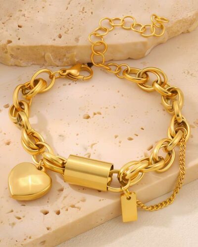18K Gold Plated Bracelet with Heart Pendant