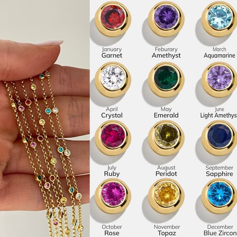 18K Gold Plated Colorful Zircon Bracelet with Birthstones