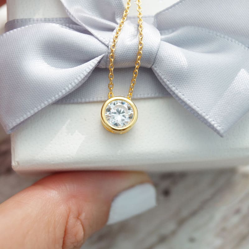 18K Gold Plated Ladies Birthstone Charm Necklace