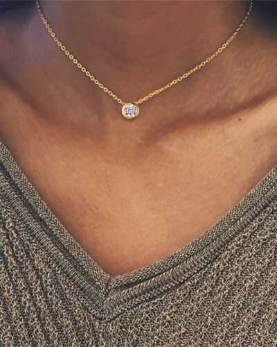 14K Gold Plated Ladies Birthstone Charm Necklace