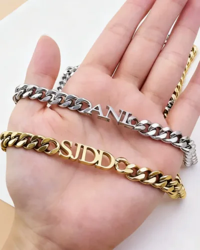 18K Gold Plated Stainless Steel 8mm Cuban Link Name Necklace