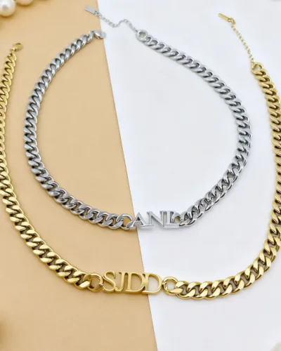 Alternativní pohled na 18K Gold Plated Stainless Steel 8mm Cuban Link Name Necklace