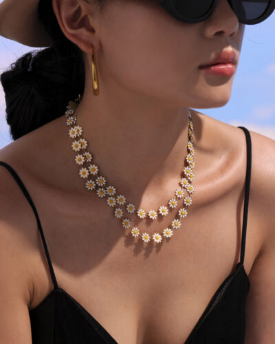 18K Gold Plated Stainless Steel Chrysanthemum Necklace