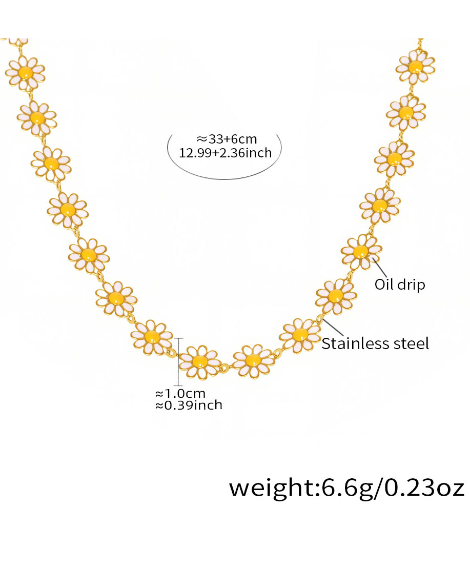 18K Gold Plated Stainless Steel Chrysanthemum Necklace 12
