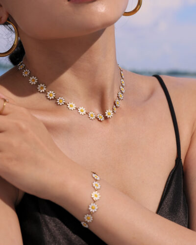 Alternative view of 18K Gold Plated Stainless Steel Chrysanthemum Necklace