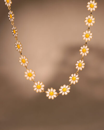 18K Gold Plated Stainless Steel Chrysanthemum Necklace 7