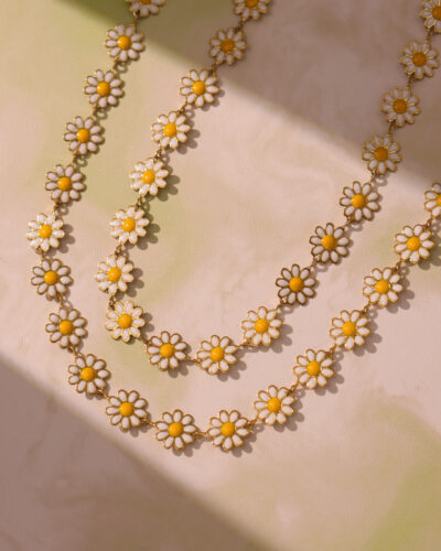 18K Gold Plated Stainless Steel Chrysanthemum Necklace 8