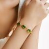 18K Gold Plated Vintage Glass Bead Bracelet Party Jewelry