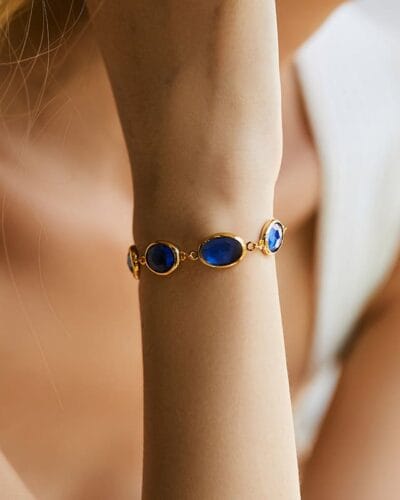 18K Gold Plated Vintage Glass Bead Bracelet Party Jewelry