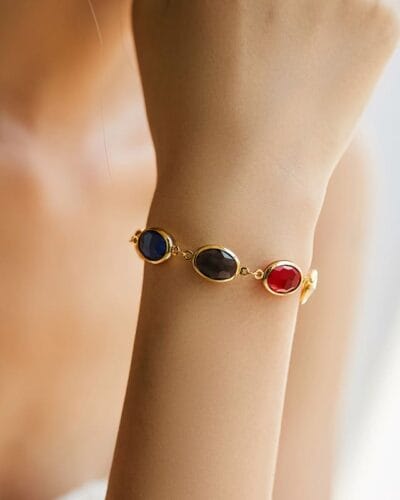 18K Gold Plated Vintage Glass Bead Bracelet Party Jewelry