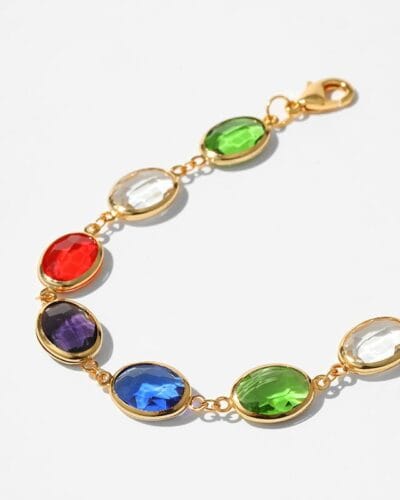 18K Gold Plated Vintage Glass Bead Bracelet Party Jewelry