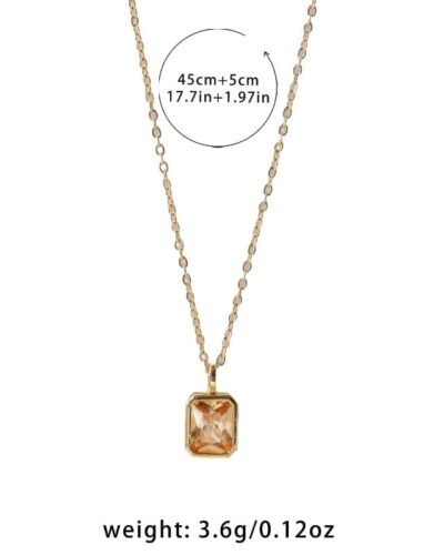 18K Gold Square Cut Zircon Personalized 12 Birth Months Necklace