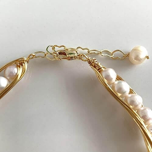 18k Gold Twine Natural Freshwater Pearl Bracelet 2