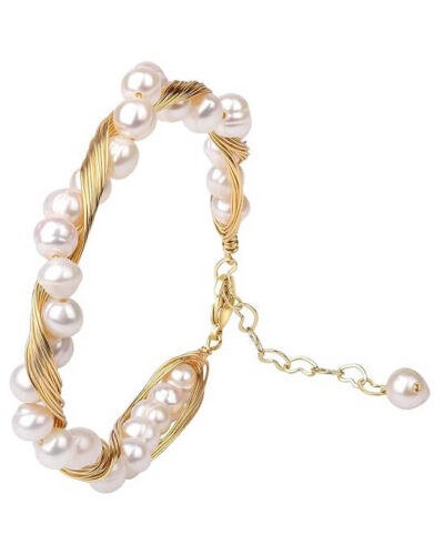 18k Gold Twine Natural Freshwater Pearl Bracelet
