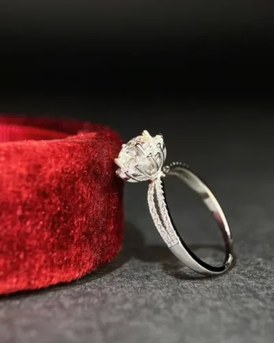 1CT Shiny Round Halo Moissanite Engagement Ring Split Shank Anniversary Gift