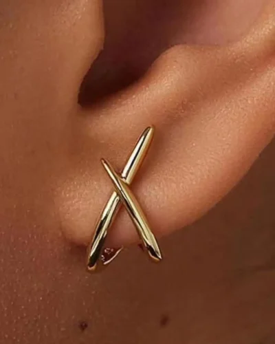 1Pair X Cross Vintage Metal Earrings for Lady