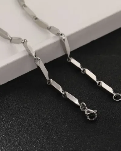 1Pcs 2-4MM Stainless Steel Ingot Chain for Men Women