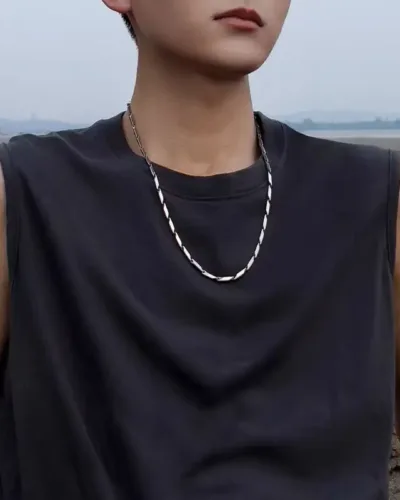 1Pcs 2 4MM Stainless Steel Ingot Chain for Men Women 4