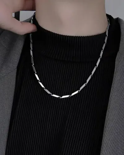 1Pcs 2 4MM Stainless Steel Ingot Chain for Men Women 5