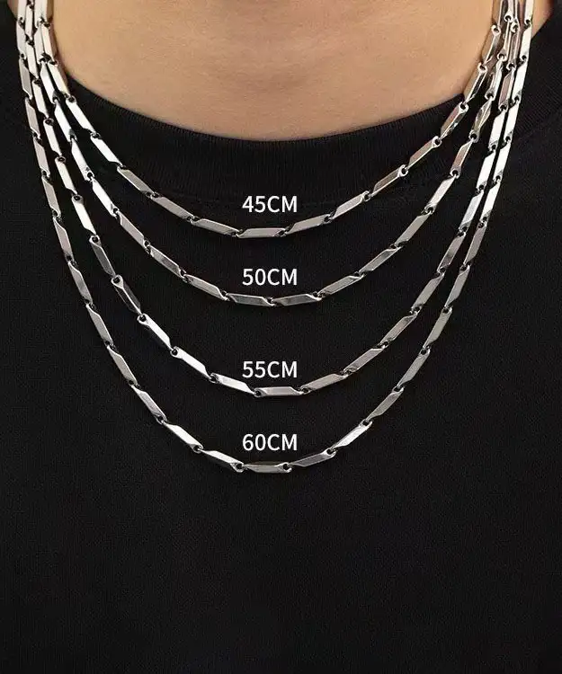 1Pcs 2 4MM Stainless Steel Ingot Chain for Men Women 6