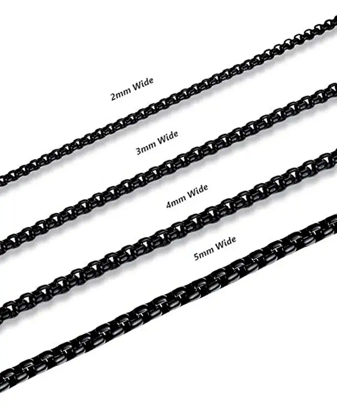 1Pcs 2 5MM Black Mens Stainless Steel Rounded Box Chain Necklace Wholesale 2
