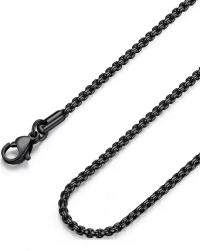 1Pcs 2 5MM Black Mens Stainless Steel Rounded Box Chain Necklace Wholesale 3