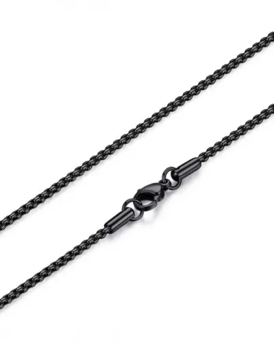 1Pcs 2 5MM Black Mens Stainless Steel Rounded Box Chain Necklace Wholesale 4
