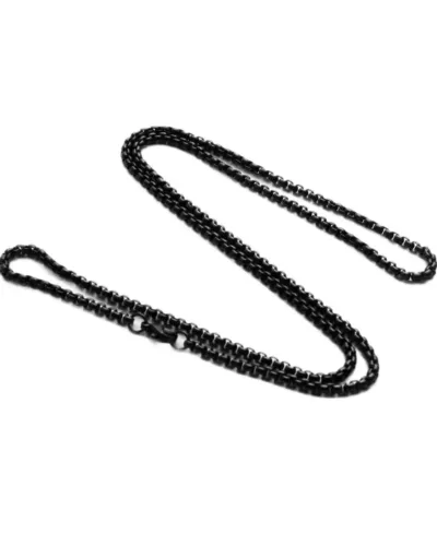 1Pcs 2 5MM Black Mens Stainless Steel Rounded Box Chain Necklace Wholesale 5