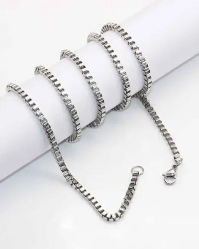1Pcs 234mm Stainless Steel Box Chain Necklace Wholesale1215 10
