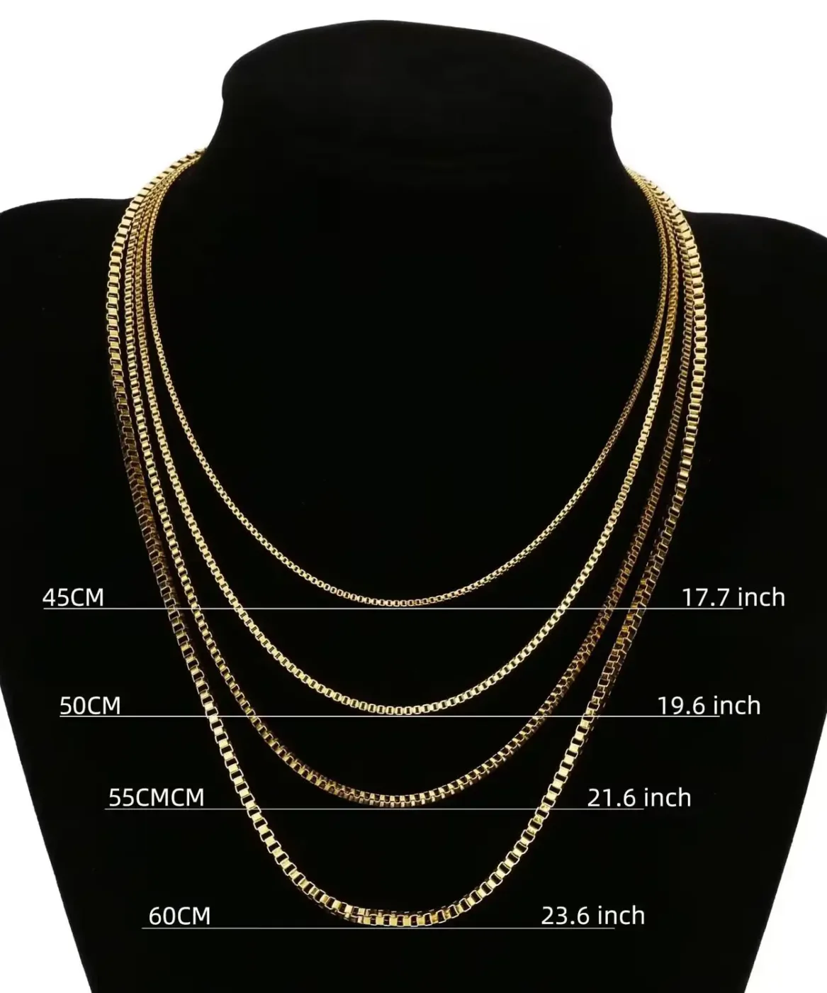 1Pcs 234mm Stainless Steel Box Chain Necklace Wholesale1215 2