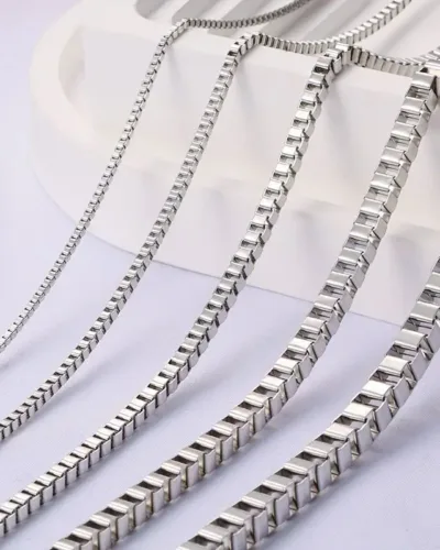 1Pcs 234mm Stainless Steel Box Chain Necklace Wholesale1215 8