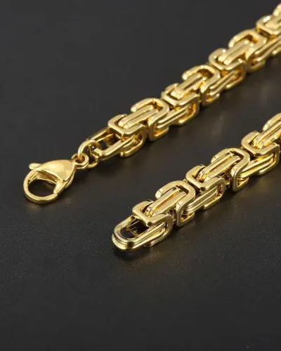 1Pcs 4 8MM Stainless Steel Golden Chain Necklace 3