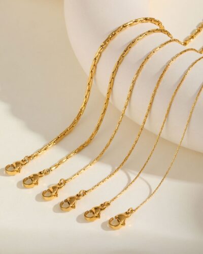 1Pcs Delicate Golden Stainless Steel Chain Necklace for Women Daily Wear