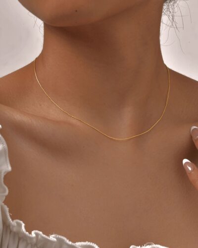 1Pcs Delicate Golden Stainless Steel Chain Necklace for Women Daily Wear