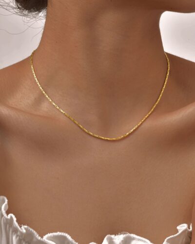 1Pcs Delicate Golden Stainless Steel Chain Necklace for Women Daily Wear