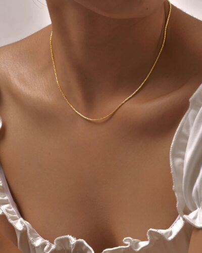 1Pcs Delicate Golden Stainless Steel Chain Necklace for Women Daily Wear