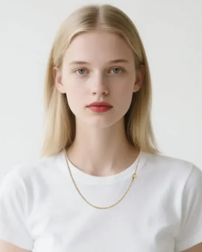 1Pcs Golden Stainless Steel Cable Chain Necklace Bulk 2