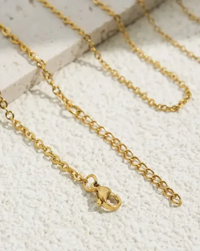 1Pcs Golden Stainless Steel Cable Chain Necklace Bulk