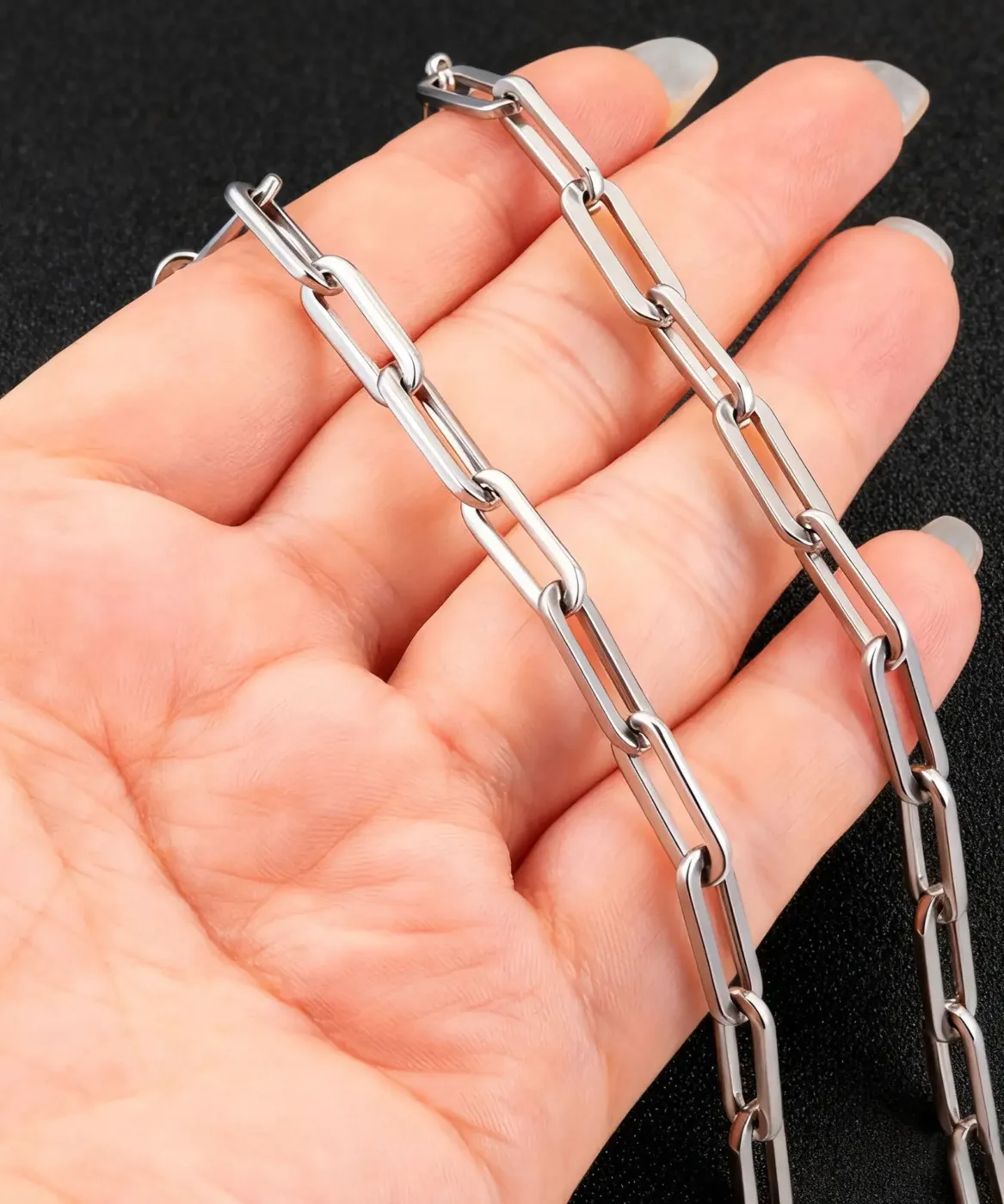 1Pcs Simple Stainless Steel Paperclip Link Chain 1