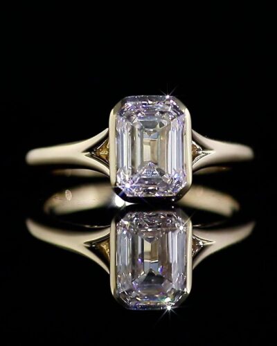 1ct Emerald Cut Moissanite Ring with 18K Gold