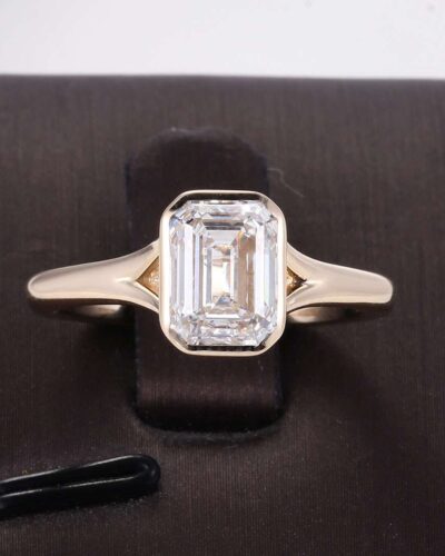 1ct Emerald Cut Moissanite Ring with 18K Gold