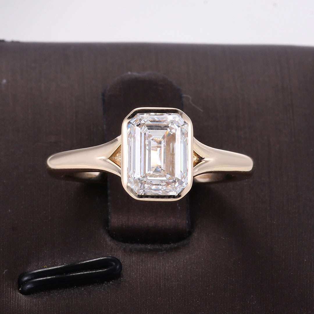 1ct Emerald Cut Moissanite Ring with 18K Gold