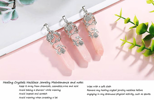 Hexagonal Crystal Necklace Gemstone Pendant Wrapped with Flower Bulk