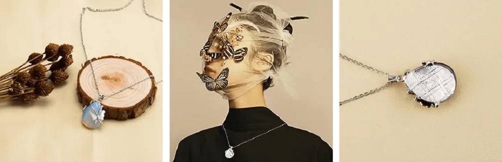 Healing Butterfly Wrapped Crystal Pendant Necklace for Women