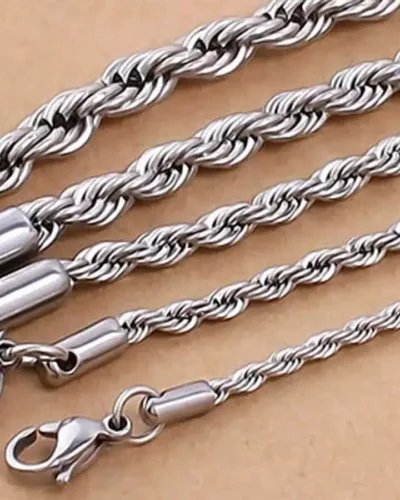 2-8MM Stainless Steel Rope Chain Necklaces Bulk