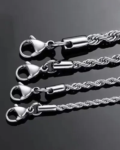 2 8MM Stainless Steel Rope Chain Necklaces Bulk 2