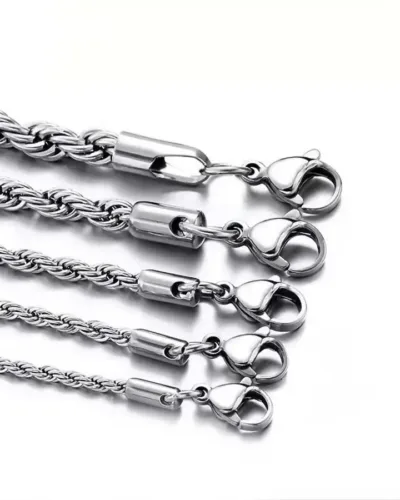 2 8MM Stainless Steel Rope Chain Necklaces Bulk 7