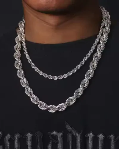 Alternative view of 2-8MM Stainless Steel Rope Chain Necklaces Bulk