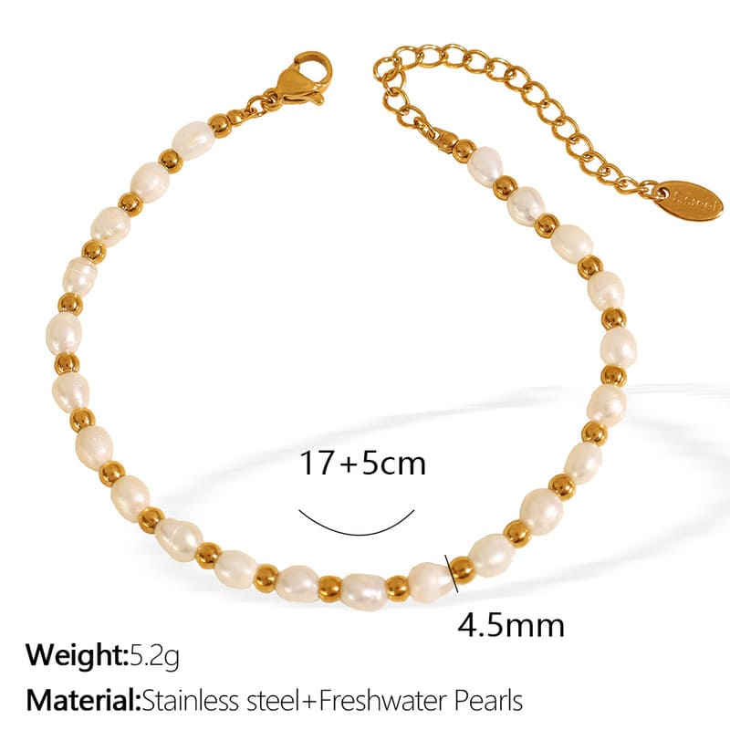 Dainty Pearl Necklace Stainless Steel Bracelet