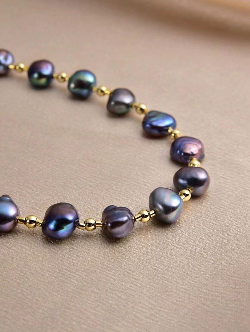Elegant Spacer Beads Cultured Freshwater Pearl Necklace